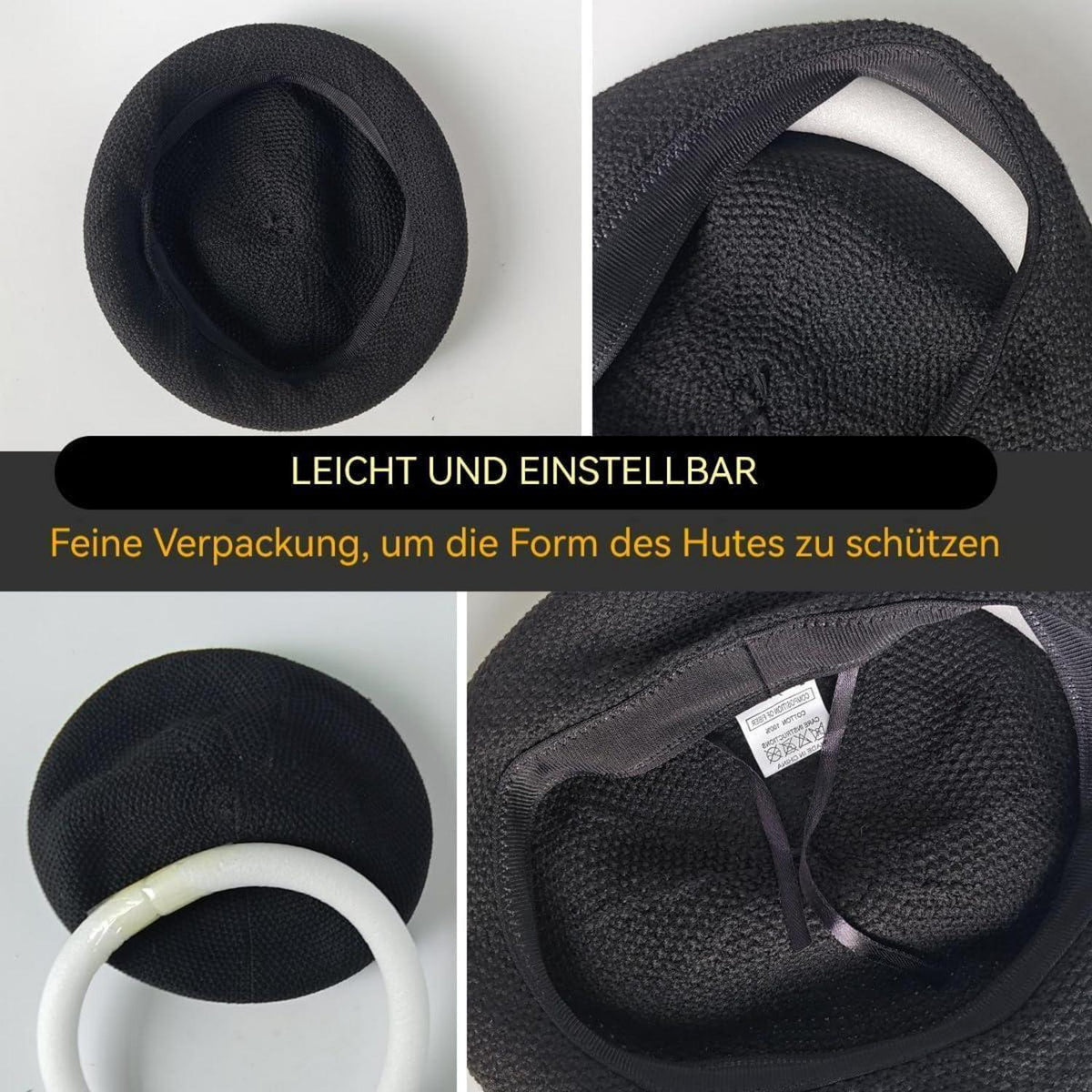 Damen Baskenmütze Sommer Atmungsaktiv – Leichte Beanie-Mütze Schwarz