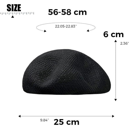 Damen Baskenmütze Sommer Atmungsaktiv – Leichte Beanie-Mütze Schwarz