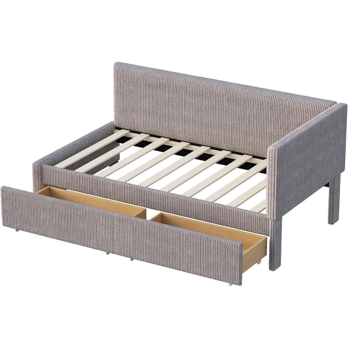 Schlafsofa Grau 90x200 cm mit Stauraum & Lattenrost