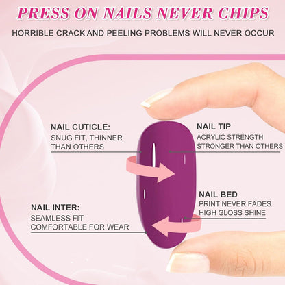 Ceboic 24 Stück French Press on Nails Kurz Acryl Nägel Weiß Square Glossy Fake Nägel