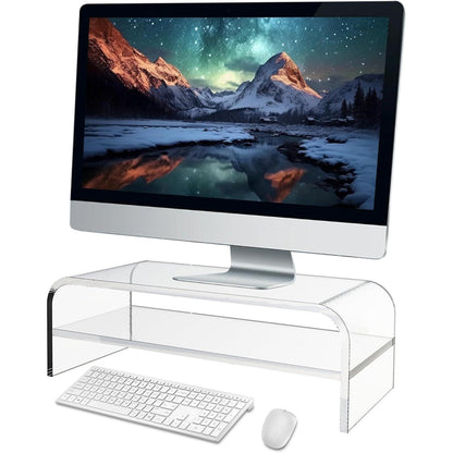 2-Ebenen Monitorständer aus Acryl mit Stauraum
