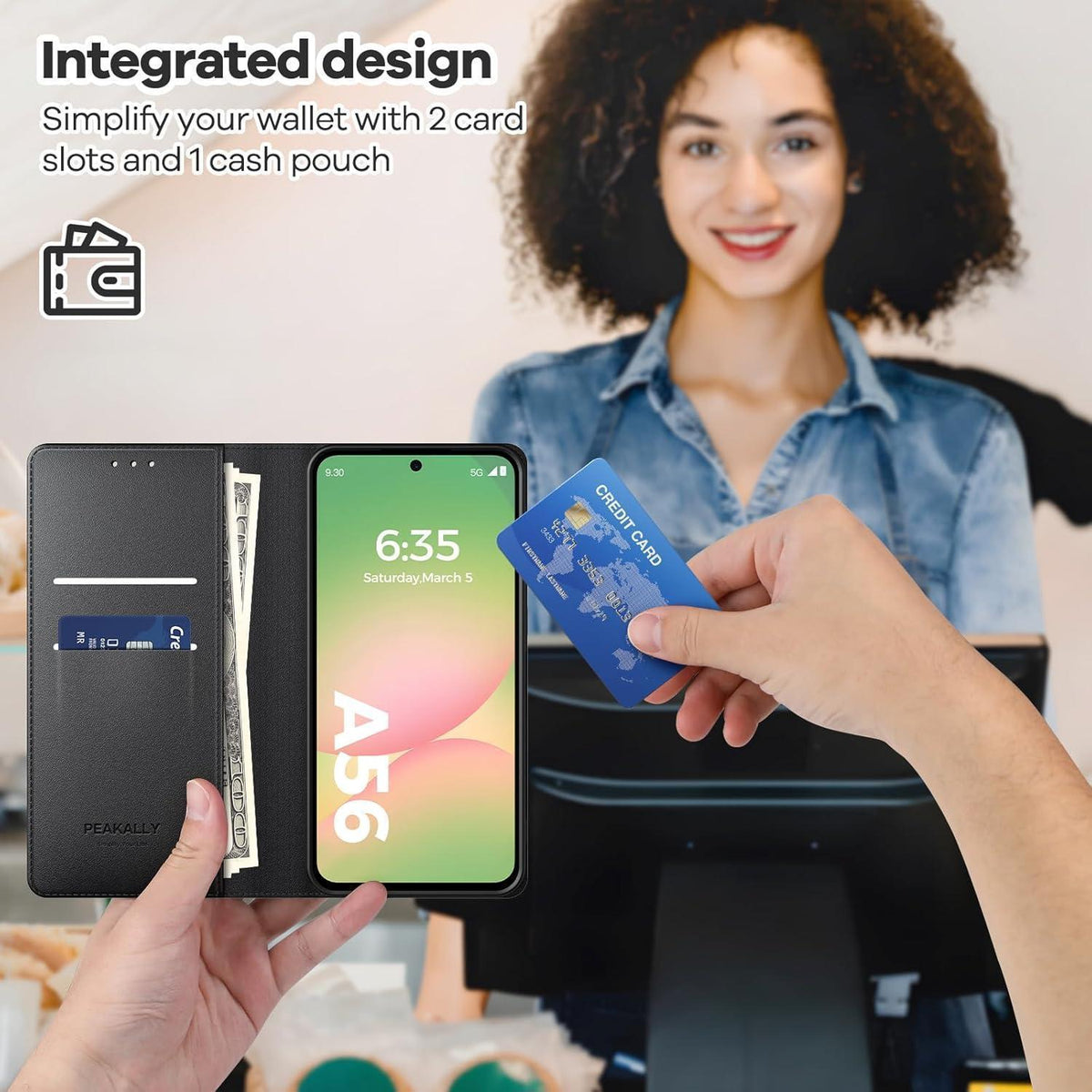 Samsung Galaxy A56 5G Klapphülle mit 2x Panzerglas, Kartenfach, Ständer