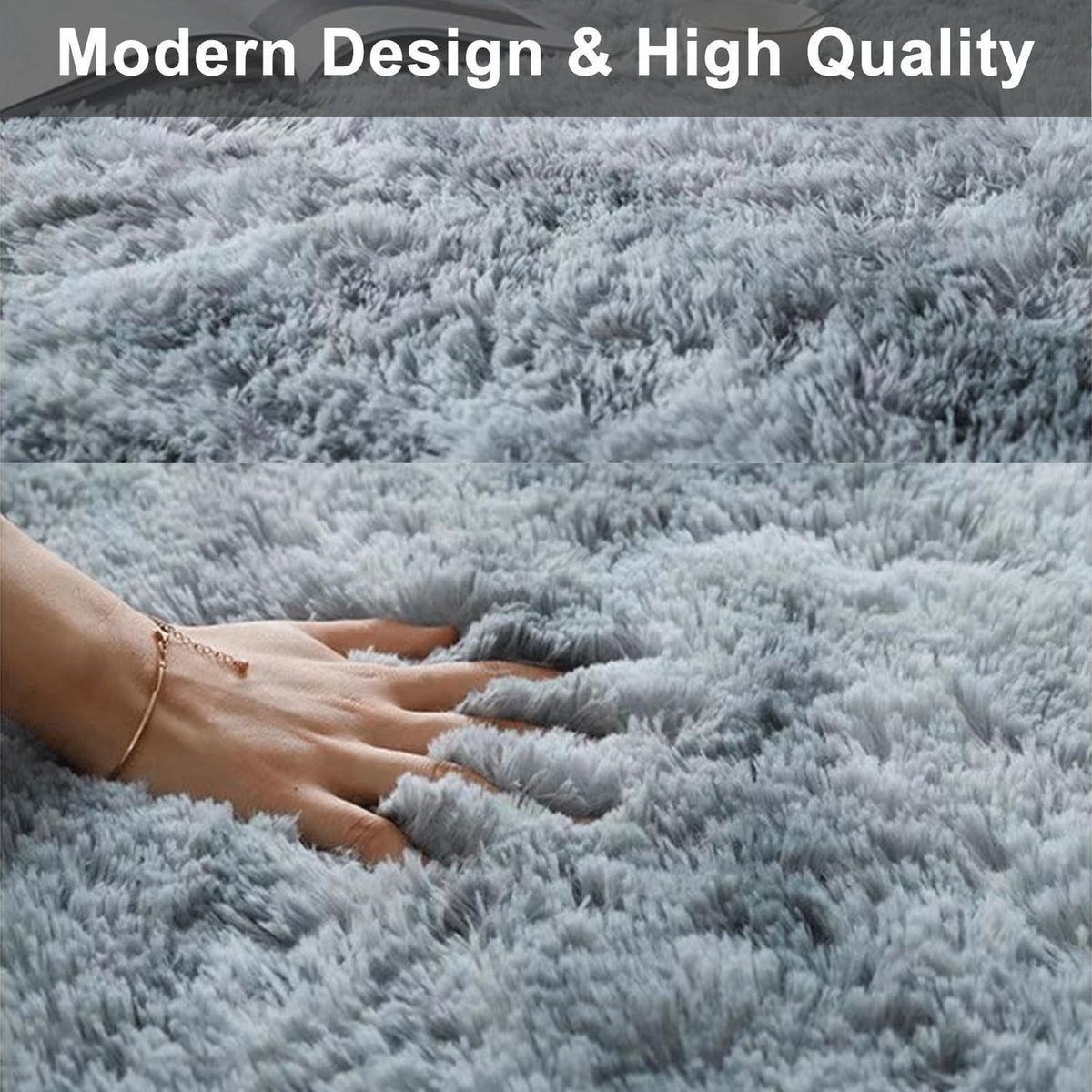 Runder Teppich Hochflor Flauschig Dunkelbraun 140cm Wohnzimmer Schlafzimmer