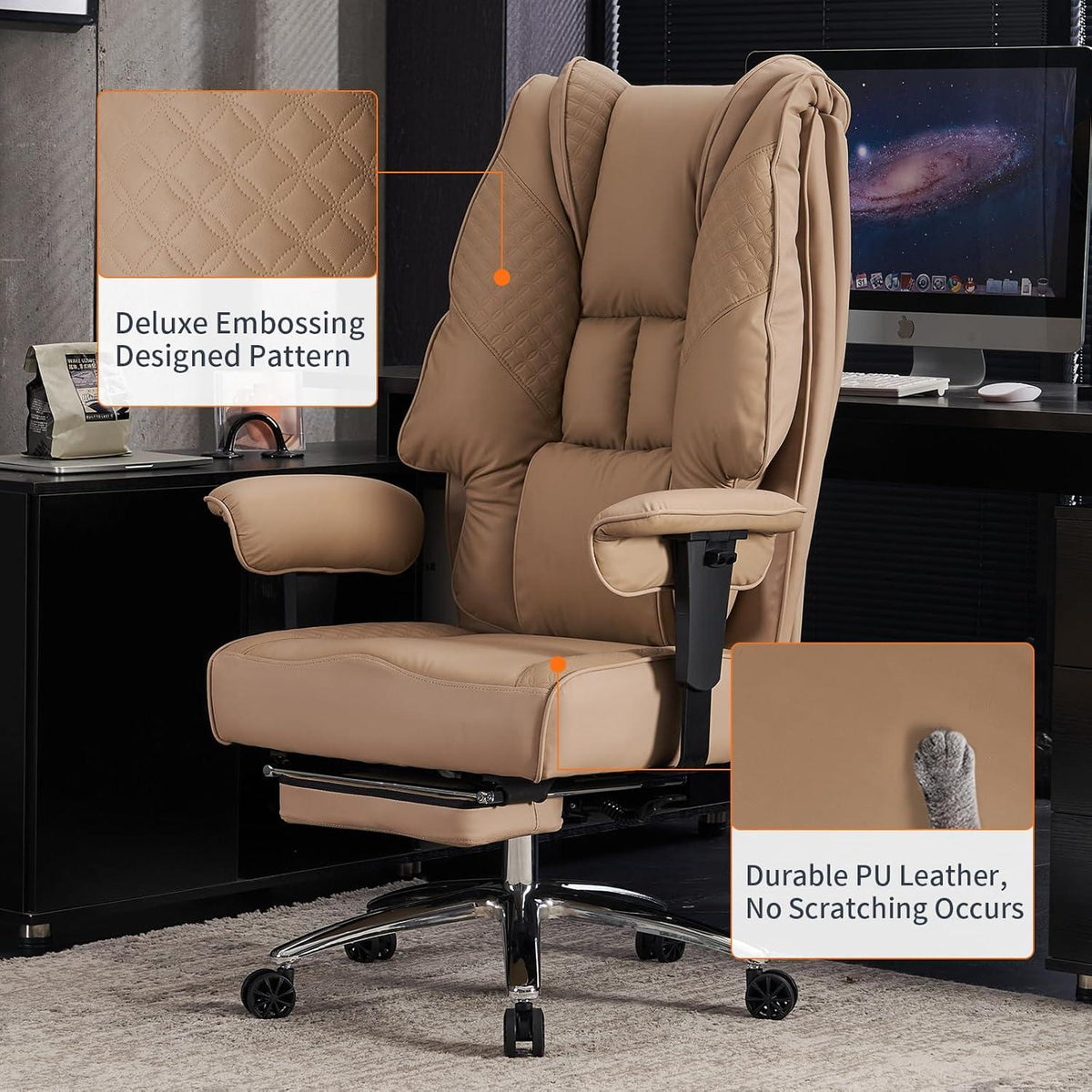 Ergonomischer Bürostuhl mit hoher Rückenlehne, verstellbaren