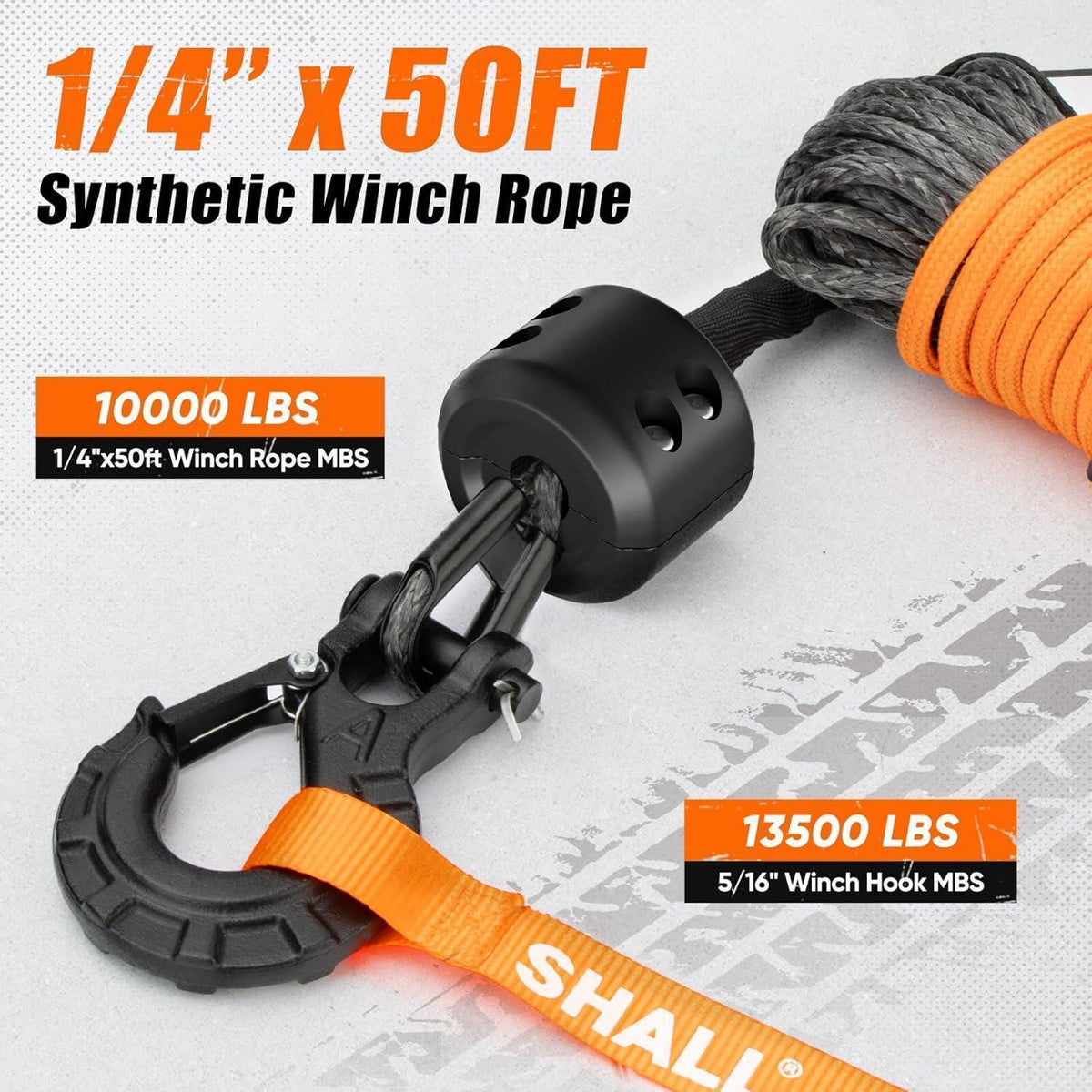 Synthetisches Windenseil 5t (10.000 lbs) – 1/4" x 15m
