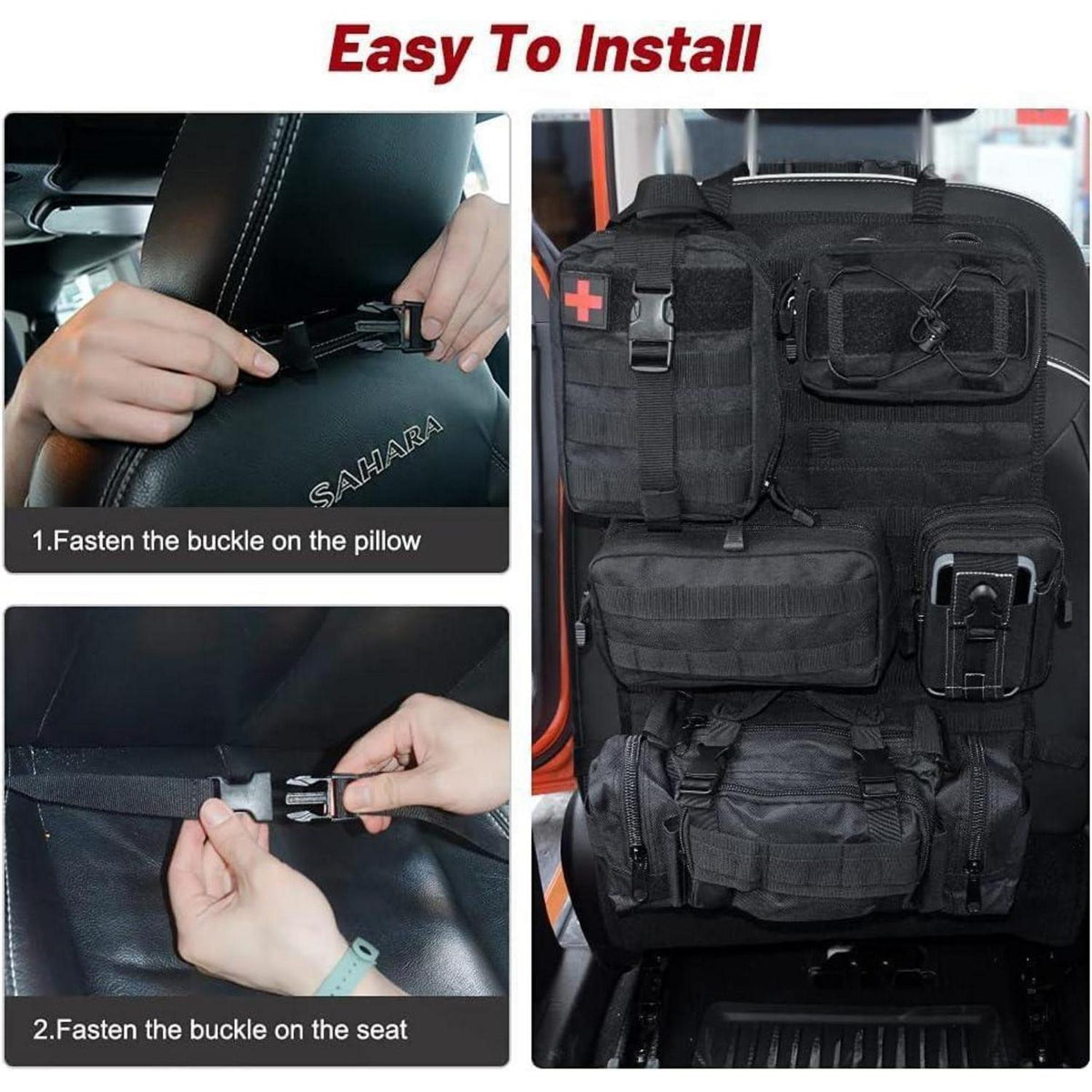Taktischer Autositz Organizer mit 5 Molle Taschen – Rücksitz Ordnungssystem