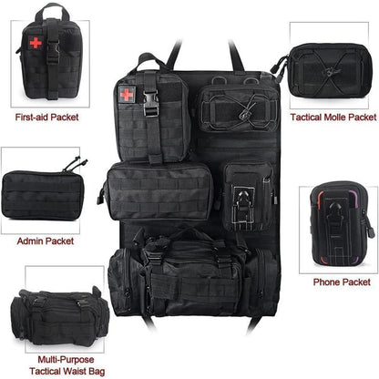 Taktischer Autositz Organizer mit 5 Molle Taschen – Rücksitz Ordnungssystem