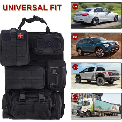 Taktischer Autositz Organizer mit 5 Molle Taschen – Rücksitz Ordnungssystem