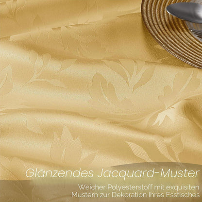 Runde Tischdecke Gold Romanstil 160cm – Abwaschbar & Jacquard