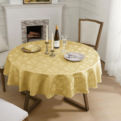 Runde Tischdecke Gold Romanstil 160cm – Abwaschbar & Jacquard