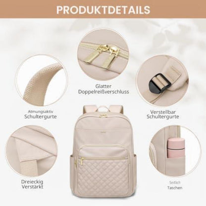 Laptop Rucksack Damen 16 Zoll – Wasserdichter Reiserucksack Beige
