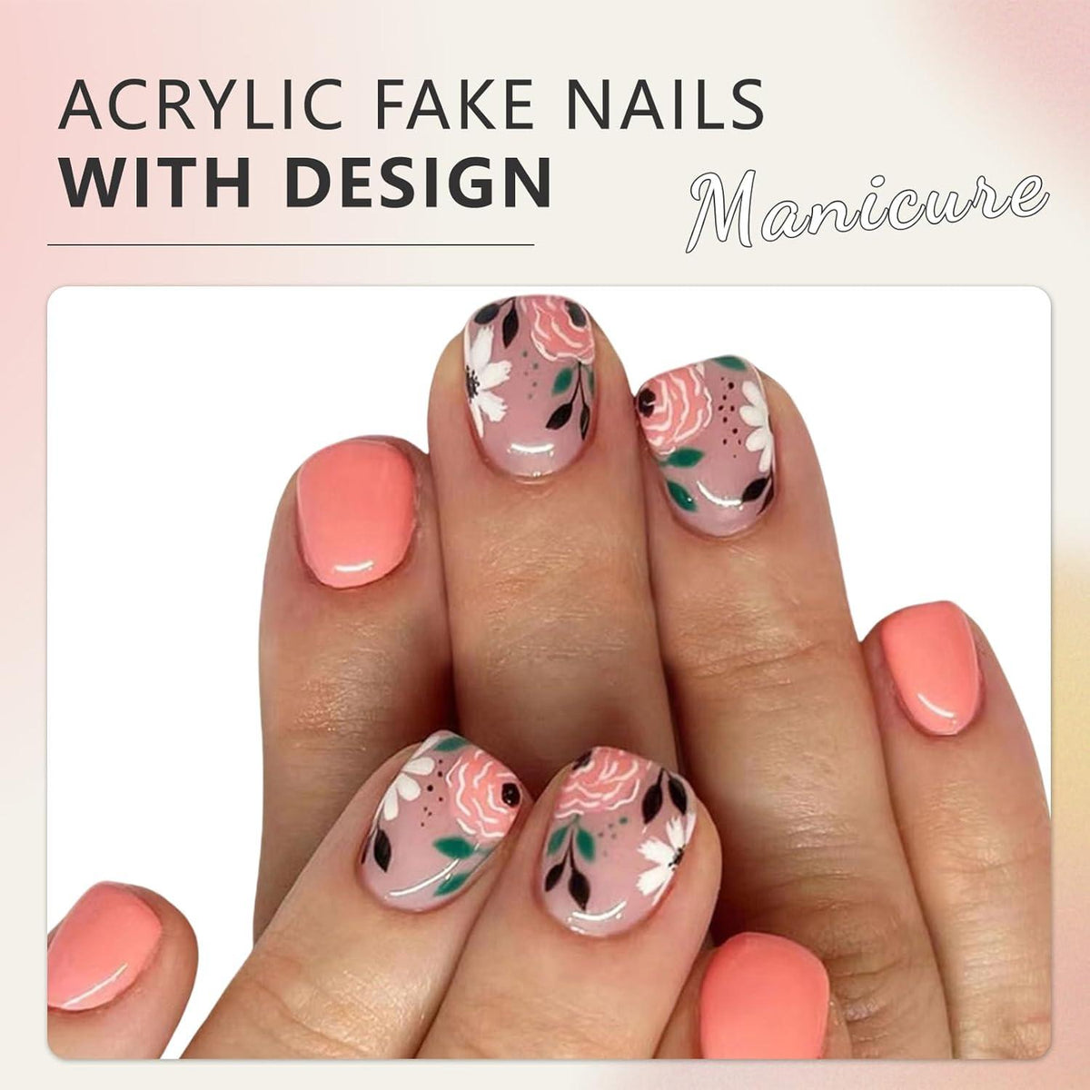 Premium Künstliche Nägel Set 24 Stück Rote Acryl Nägel Kurz Rund Wiederverwendbar