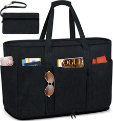 TEUEN Große Cord Strandtasche Damen mit Reißverschluss 45L