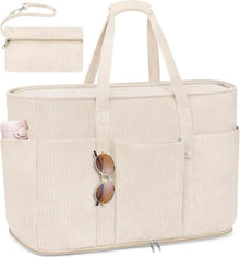 TEUEN Strandtasche Damen Cord XXL Shopper Reißverschluss 45L