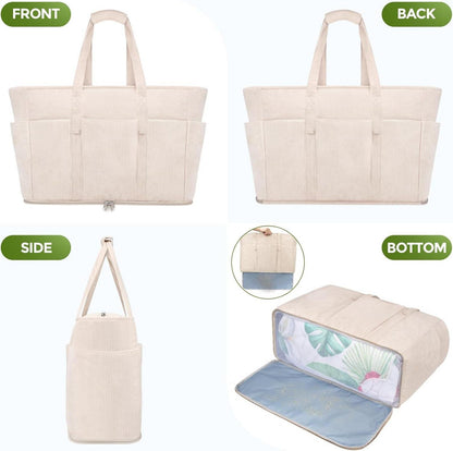 TEUEN Große Cord Strandtasche XXL mit Reißverschluss 45L