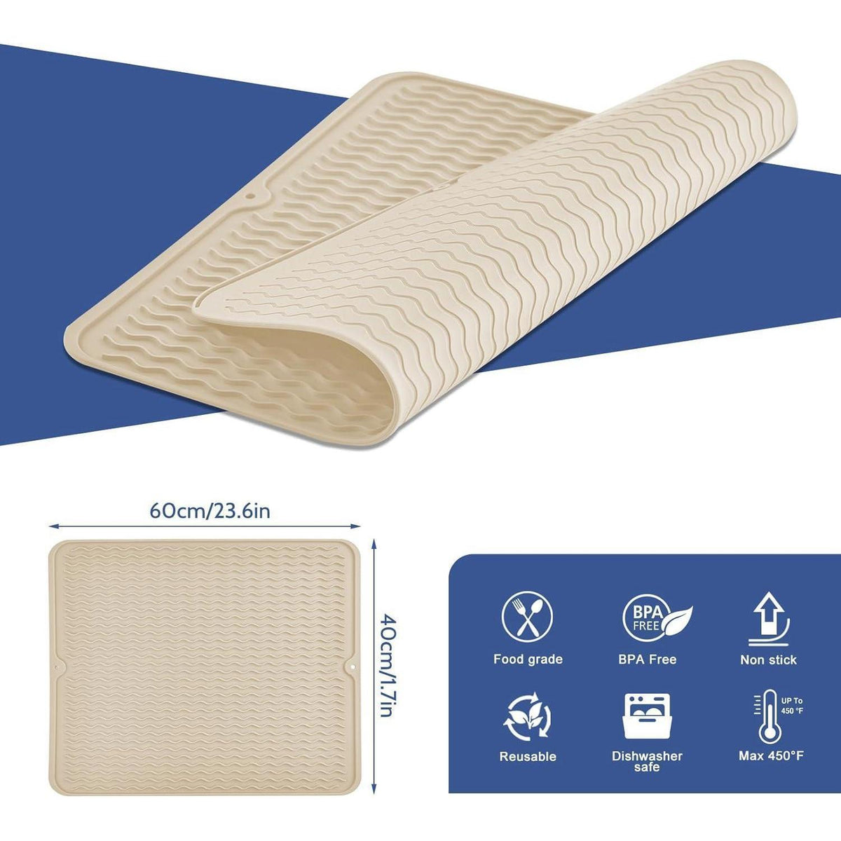 Silikon Abtropfmatte 40x60cm – Hitzebeständig & Rutschfest