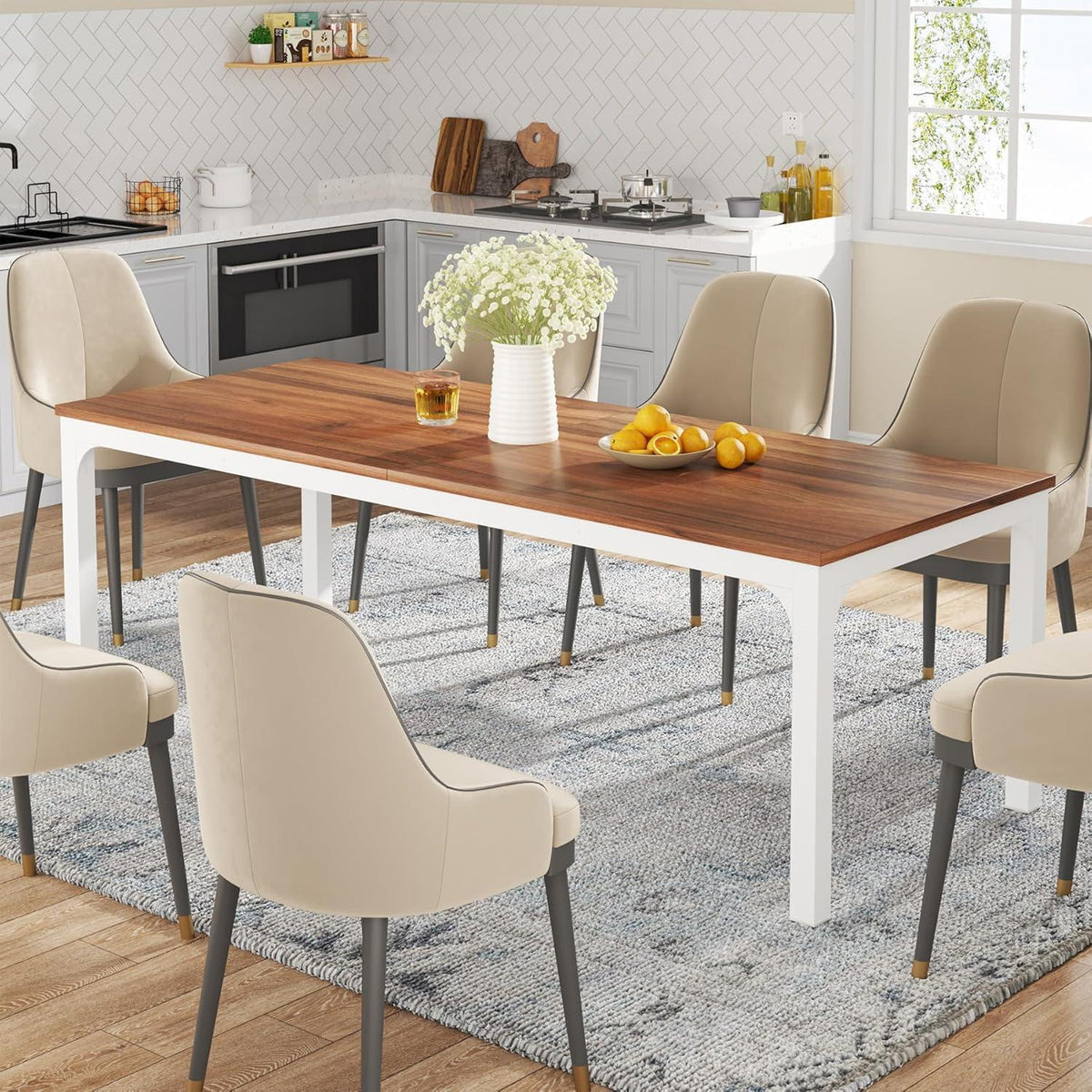 Industrietisch Esstisch 200x70cm Nussbaum für 6-8 Personen
