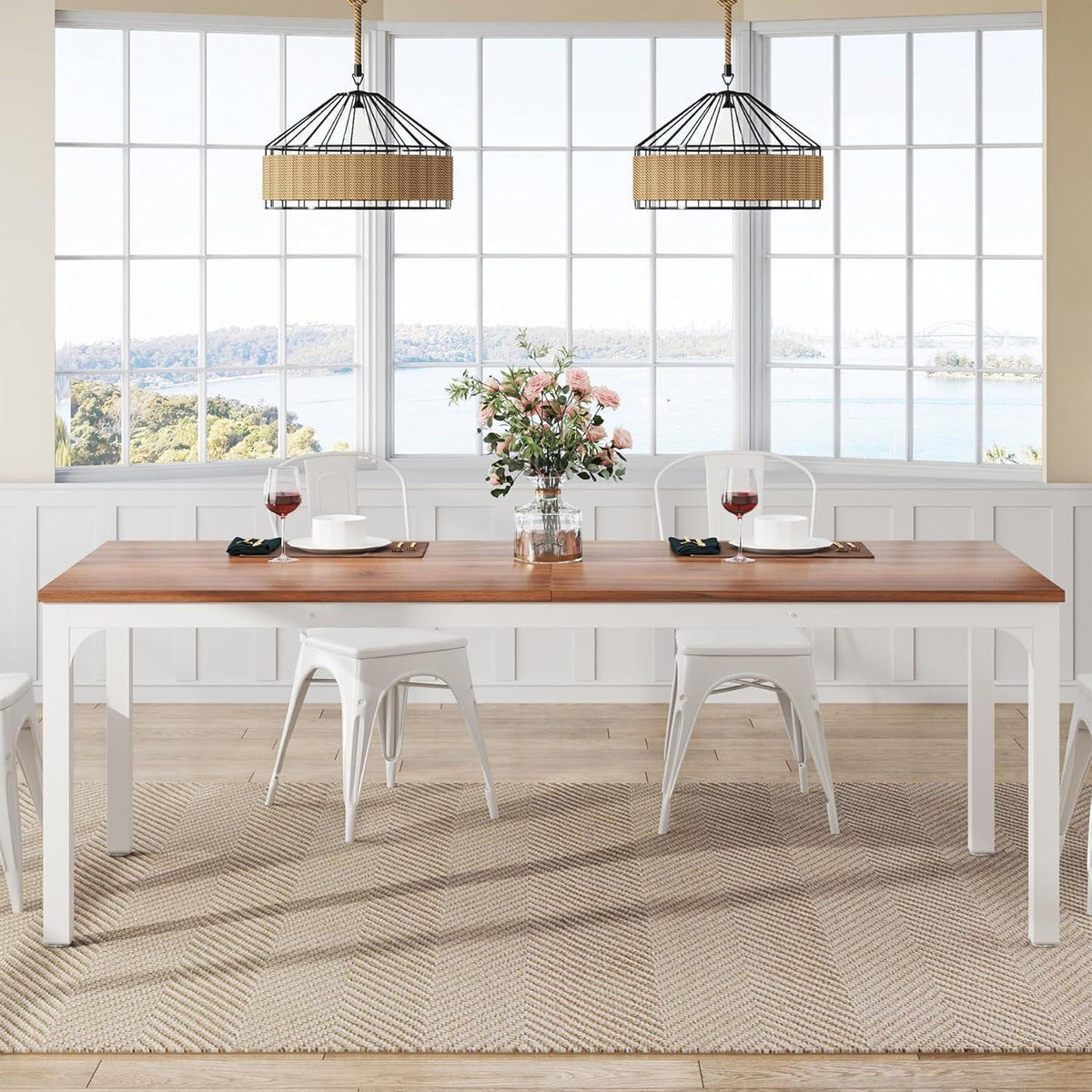 Industrietisch Esstisch 200x70cm Nussbaum für 6-8 Personen