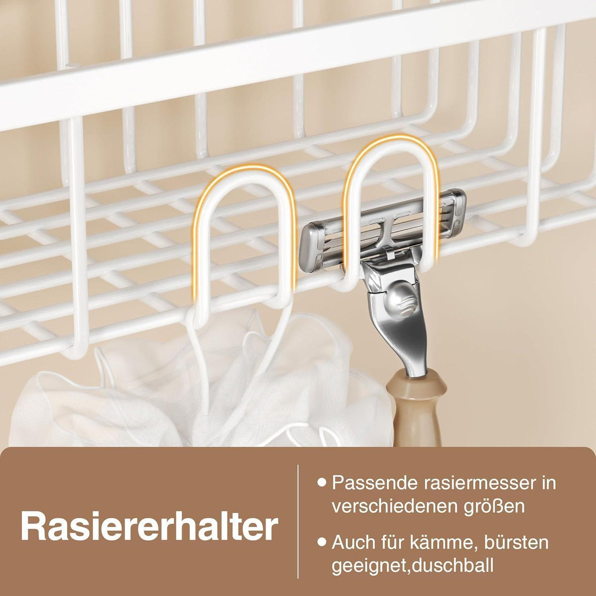 Duschablage zum Hängen Weiß Edelstahl Kratzfest 30cm
