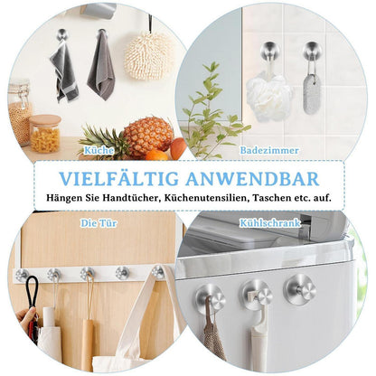 4x Edelstahl Saugnapf Haken - Handtuchhalter Bad Küche