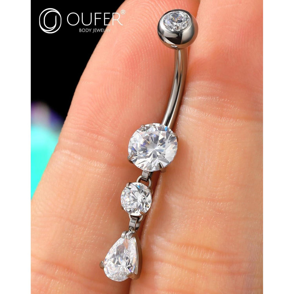 OUFER Bauchnabelpiercing Titan 14G mit Tropfen Anhänger 10mm