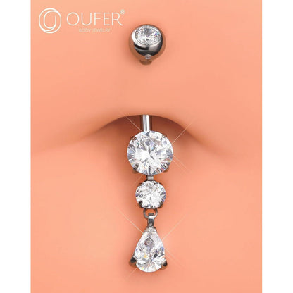 OUFER Bauchnabelpiercing Titan 14G mit Tropfen Anhänger 10mm
