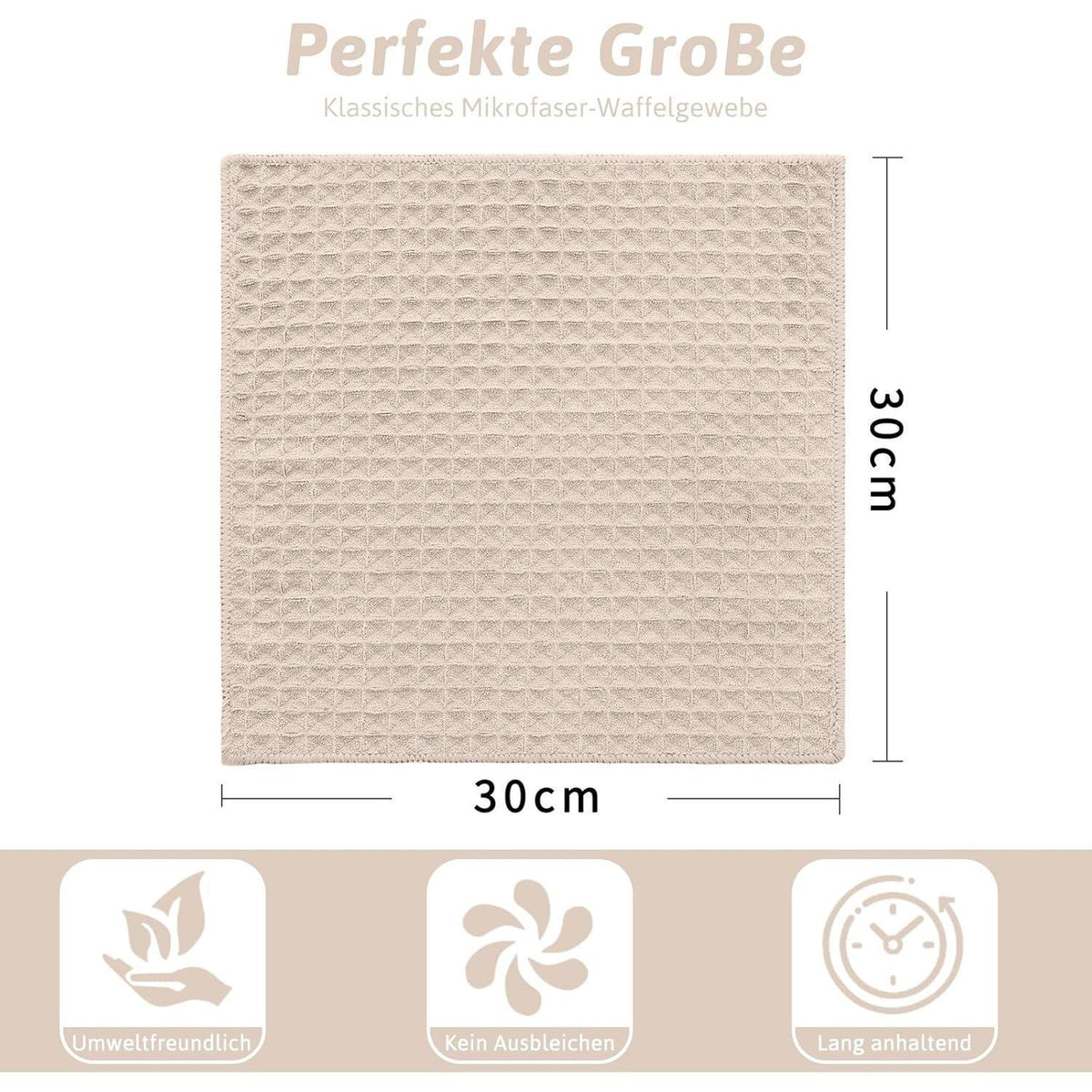 Mikrofasertücher 6er-Set, saugfähig, fusselfrei, beige