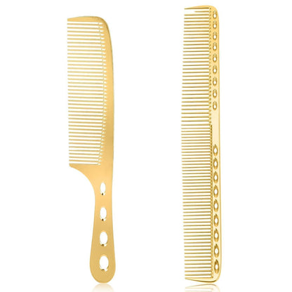 2er Set Profi Aluminium Friseurkamm Gold Antistatisch Herren
