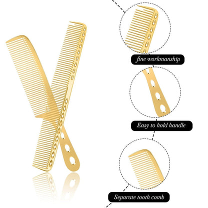 2er Set Profi Aluminium Friseurkamm Gold Antistatisch Herren