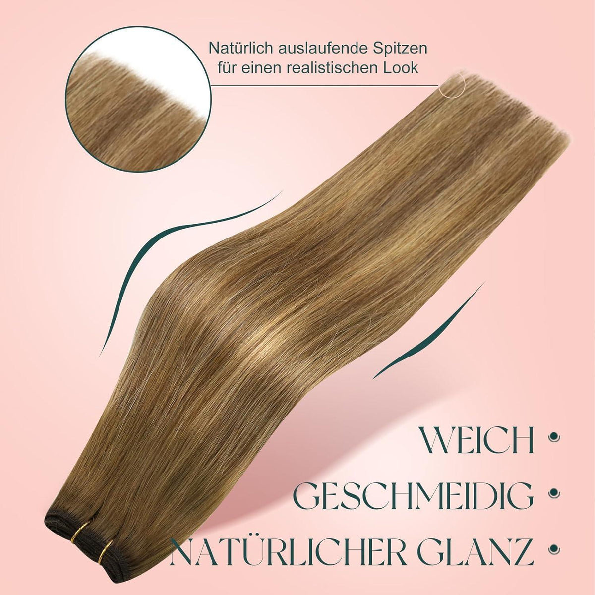 Echthaar Tressen Balayage Braun Ombre Blond 55cm