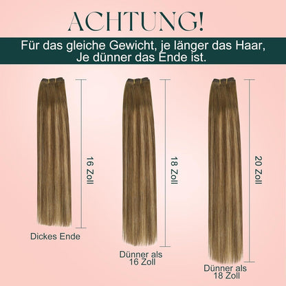 Echthaar Tressen Balayage Braun Ombre Blond 55cm