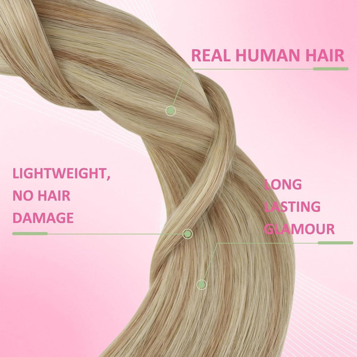 Echthaar Tape Extensions Blond Aschblond Platinblond 40cm