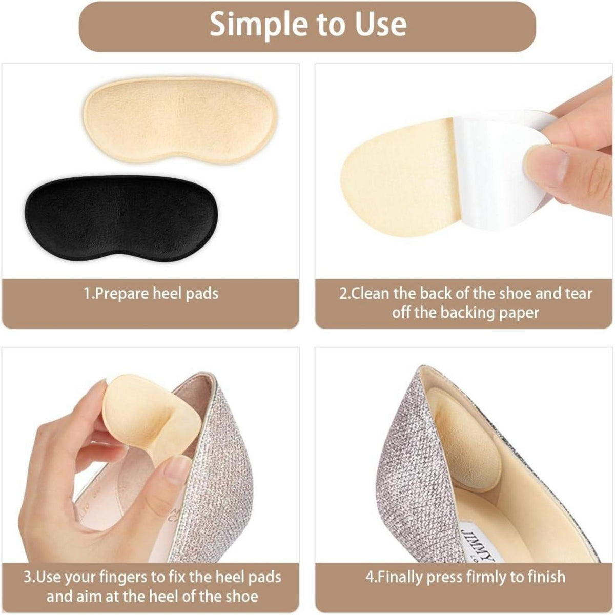 Sneaker Fersen Reparatur Patches, 6 Paar, Schwarz