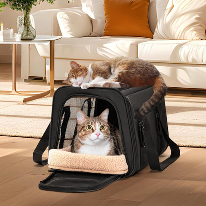 Katzen Transportbox faltbar mit Netzfenstern & Kissen