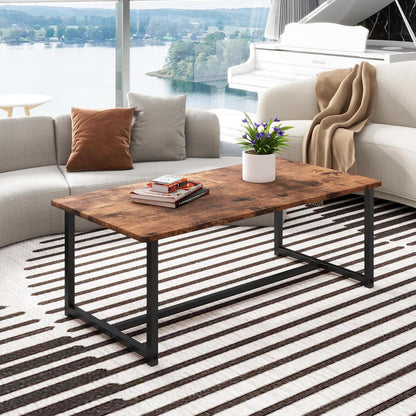 HAHRIR Vintage Couchtisch 90x45x42cm Metallgestell Braun