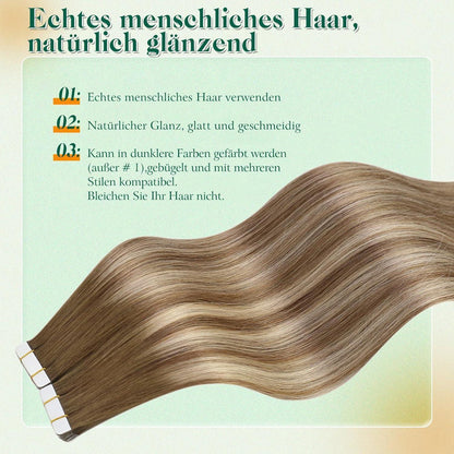 Echthaar Tape Extensions Blond Ombre 50cm