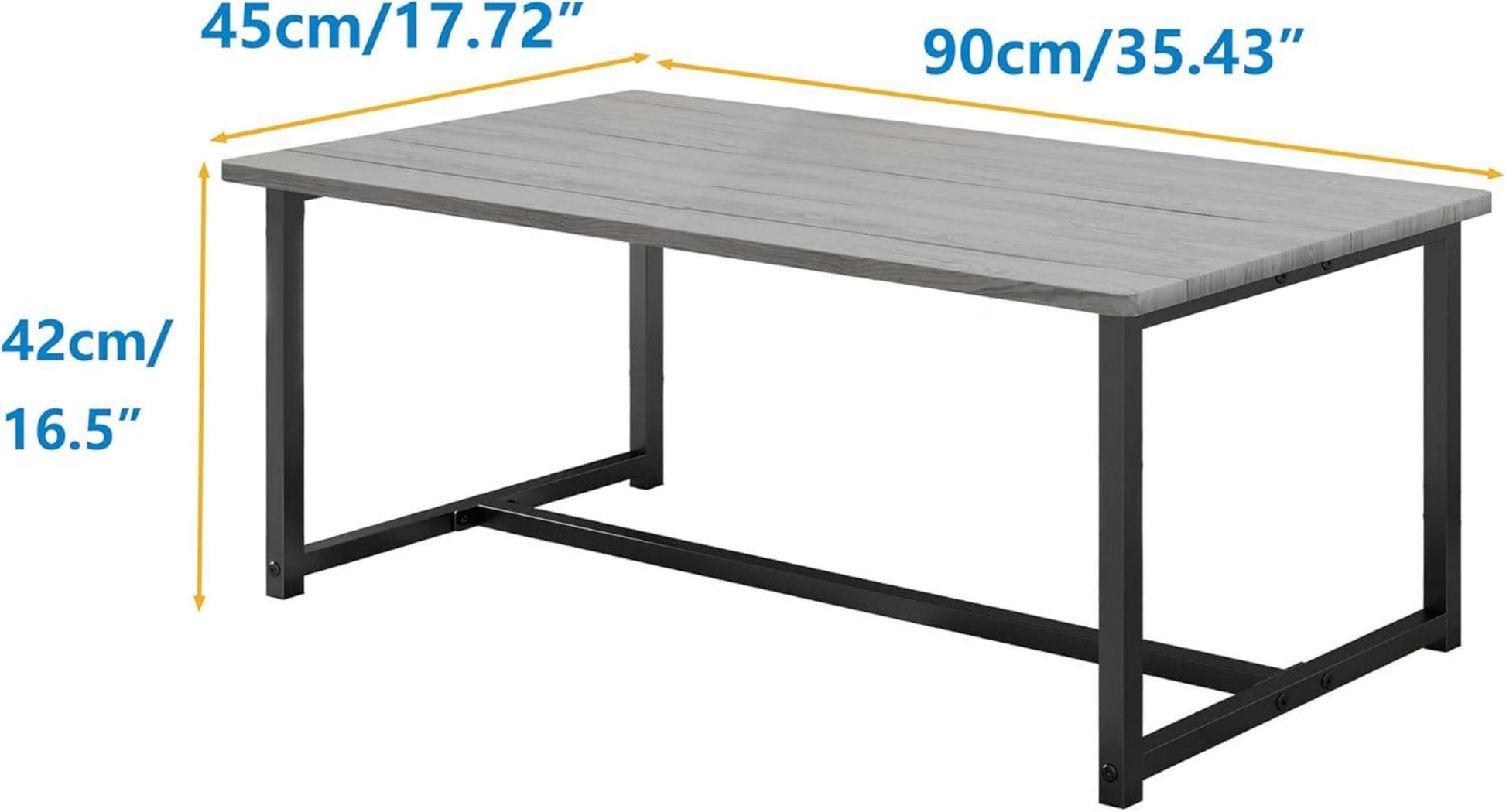 Vintage Couchtisch Holz Metall 90x45x42cm mit Stauraum Grau