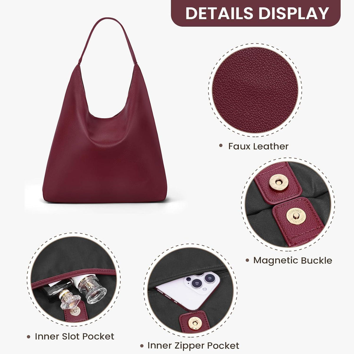 Wildleder Tote Bag Groß Damen Handtasche Hobo Braun
