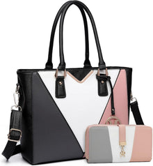 Damen Handtasche V-förmiges Design Synthetic Ledertasche Schwarz