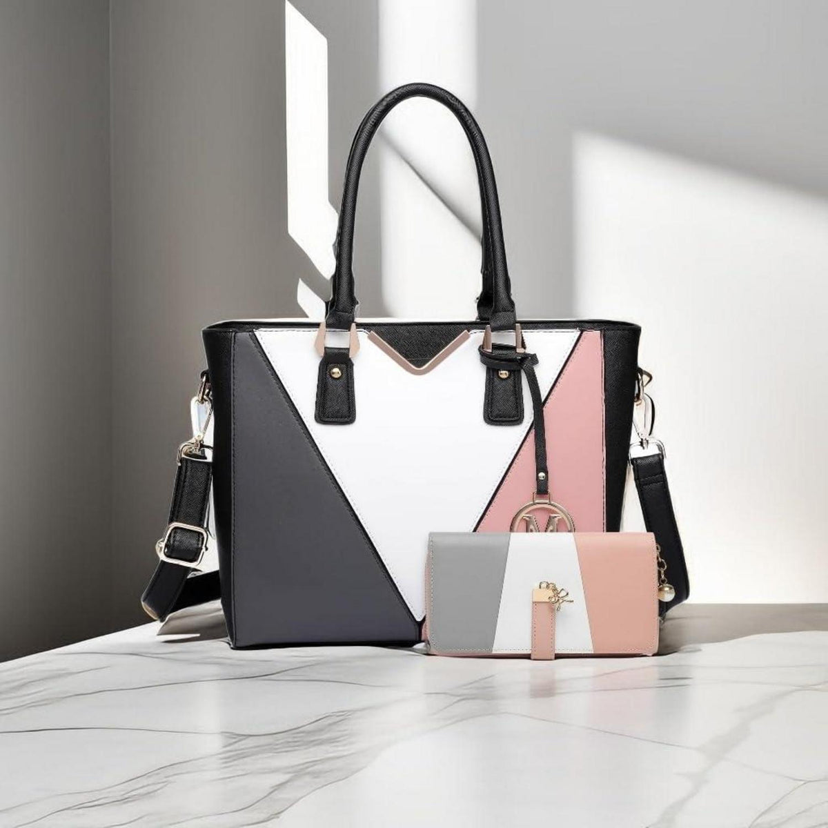 Miss Lulu Damen Schultertasche V-förmiges Design Synthetic Ledertasche