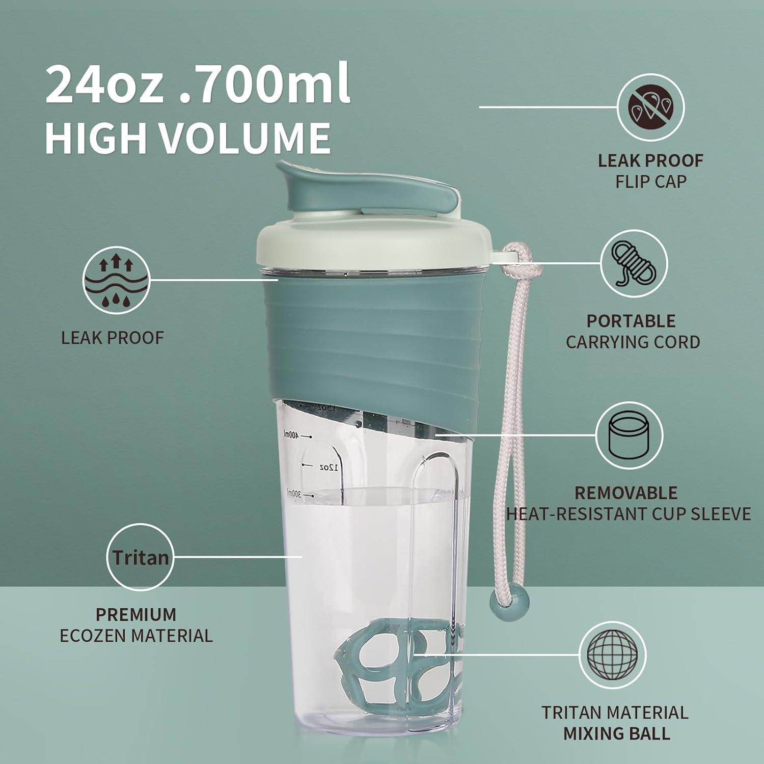 Protein Shaker 700ml Tritan BPA-frei Silikongriff Fitness Flasche Blau