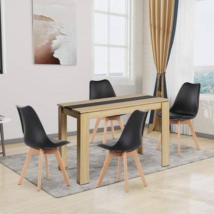 Esszimmergruppe Eiche-Schwarz: Tisch (110cm) + 4 Stühle