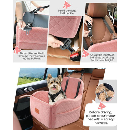 Hunde-Autositz Pink Medium – Bequem & Sicher für kleine Hunde