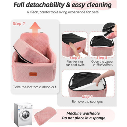 Hunde-Autositz Pink Medium – Bequem & Sicher für kleine Hunde