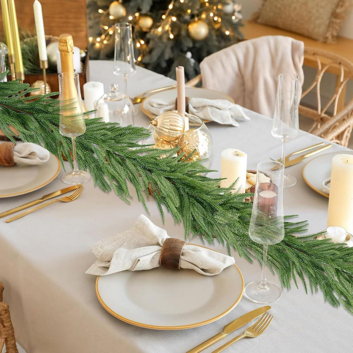 2x 1.8m Künstliche Norfolk Pine Girlande Weihnachten