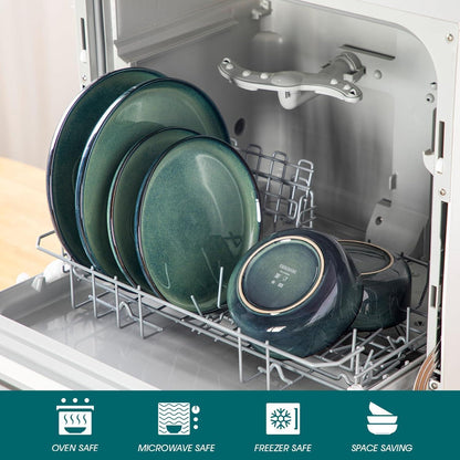 Tafelservice 6 Personen modern, Grün, 18-teilig Steinzeug