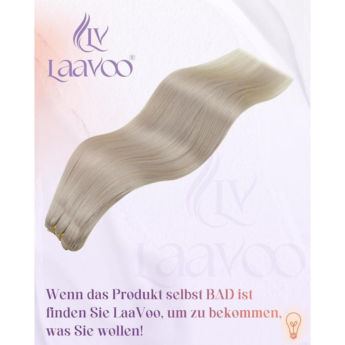 Echthaar Tressen Blond Platinblond 45cm zum Einnähen