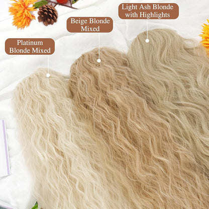 Lockige Ponytail Extension Kordelzug 56cm Sandig Blond Highlights