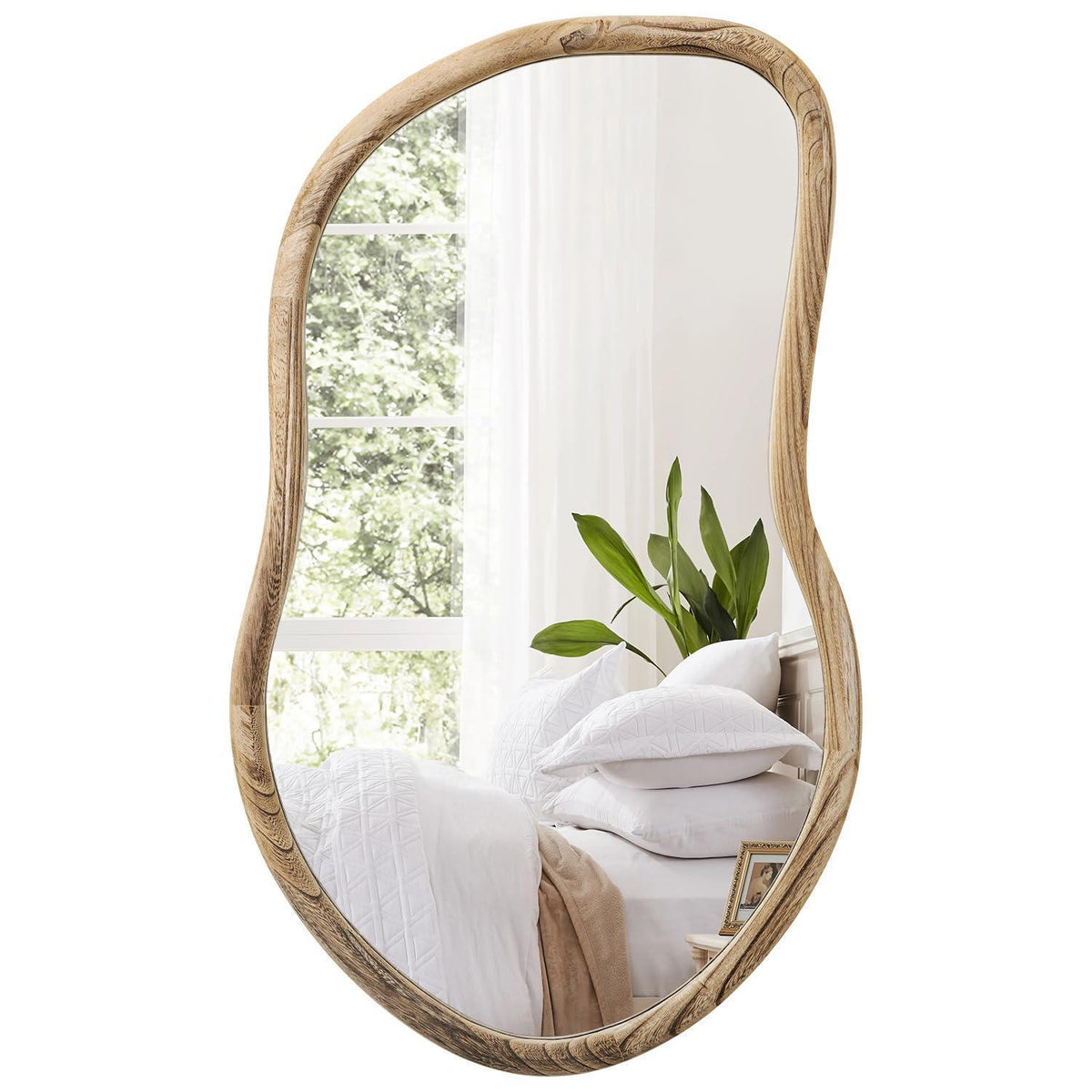 Rustikaler Wandspiegel mit Holzrahmen – Asymmetrisch & Unregelmäßig