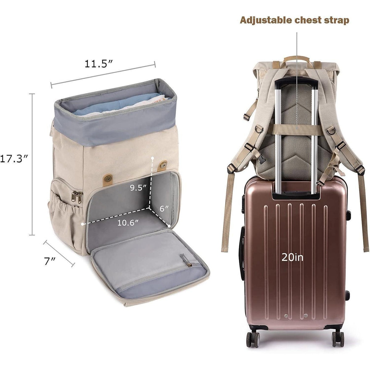 Fotorucksack wasserabweisend mit Laptopfach und Regenschutz (beige)